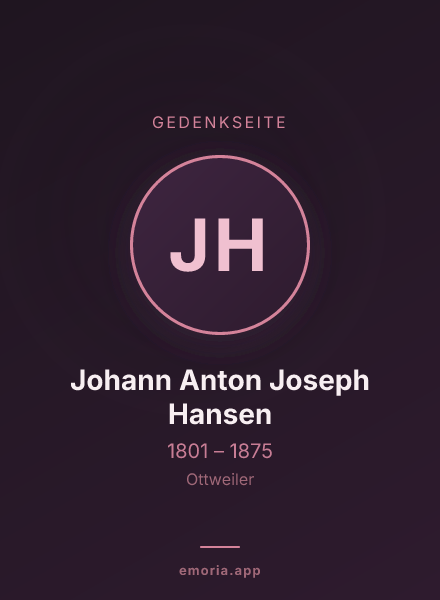 Gedenkportrait von Johann Anton Joseph Hansen