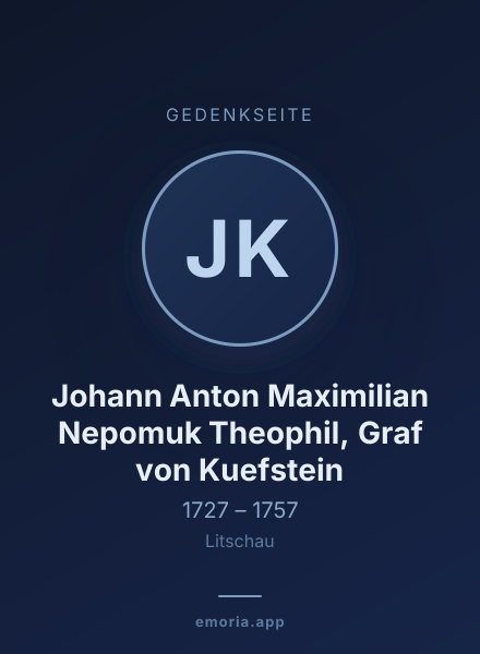 Gedenkportrait von Johann Anton Maximilian Nepomuk Theophil, Graf von Kuefstein