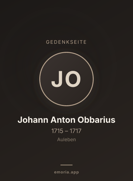 Gedenkportrait von Johann Anton Obbarius