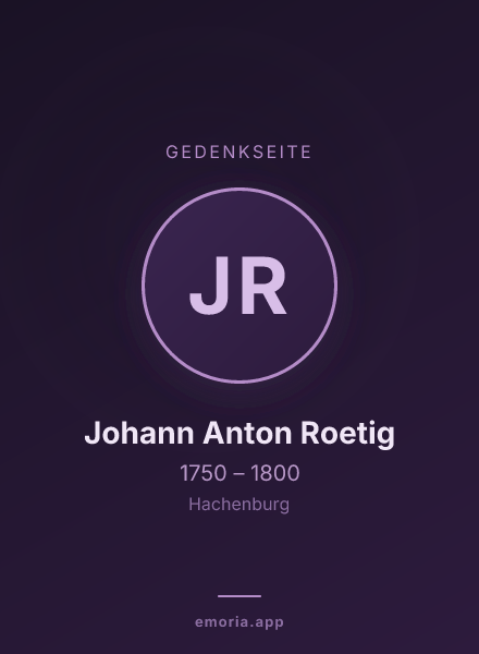 Gedenkportrait von Johann Anton Roetig