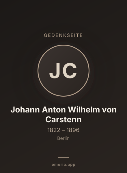 Gedenkportrait von Johann Anton Wilhelm von Carstenn