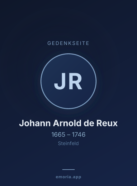 Gedenkportrait von Johann Arnold de Reux