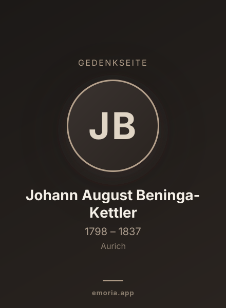 Gedenkportrait von Johann August Beninga-Kettler
