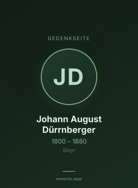 Gedenkportrait von Johann August Dürrnberger