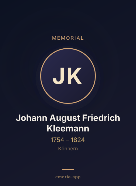 Memorial portrait of Johann August Friedrich Kleemann