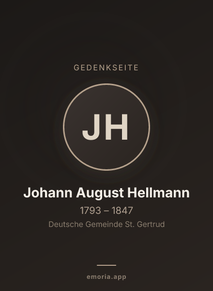 Gedenkportrait von Johann August Hellmann