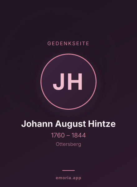 Gedenkportrait von Johann August Hintze