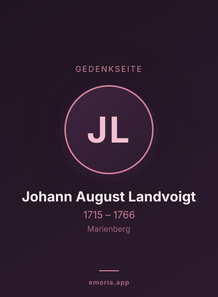 Gedenkportrait von Johann August Landvoigt