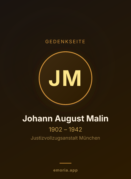 Gedenkportrait von Johann August Malin
