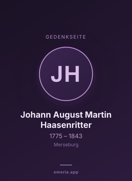 Gedenkportrait von Johann August Martin Haasenritter
