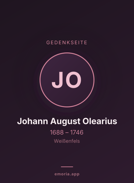 Gedenkportrait von Johann August Olearius
