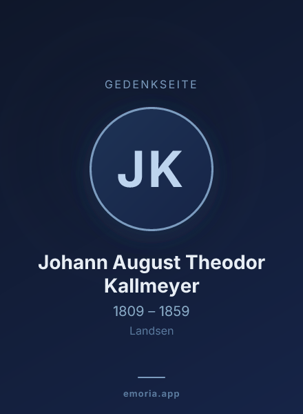 Gedenkportrait von Johann August Theodor Kallmeyer