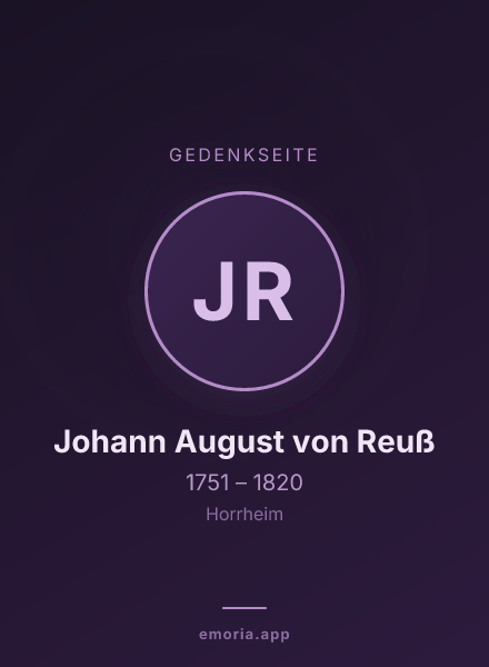 Gedenkportrait von Johann August von Reuß