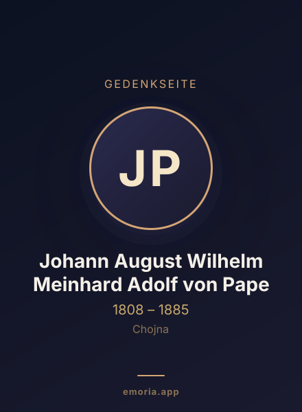 Gedenkportrait von Johann August Wilhelm Meinhard Adolf von Pape