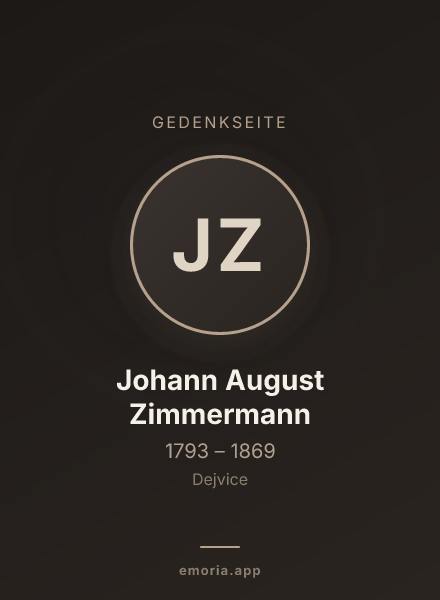 Gedenkportrait von Johann August Zimmermann