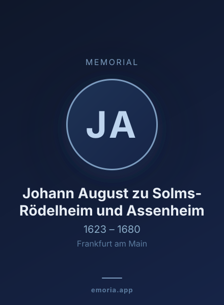 Memorial portrait of Johann August zu Solms-Rödelheim und Assenheim
