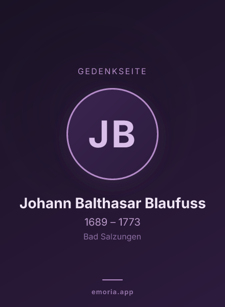 Gedenkportrait von Johann Balthasar Blaufuss