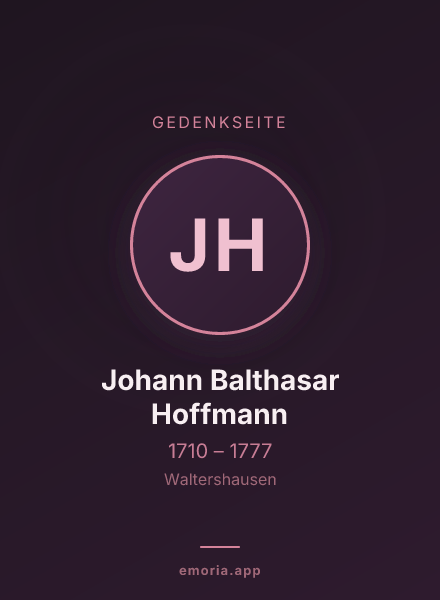Gedenkportrait von Johann Balthasar Hoffmann