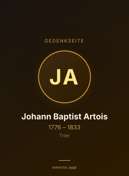Gedenkportrait von Johann Baptist Artois