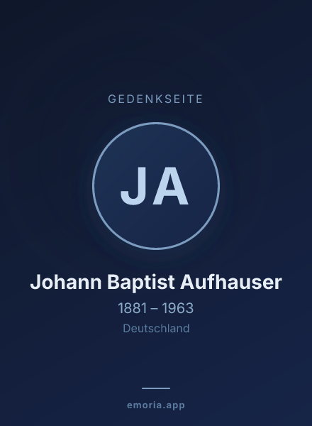 Gedenkportrait von Johann Baptist Aufhauser