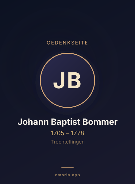 Gedenkportrait von Johann Baptist Bommer