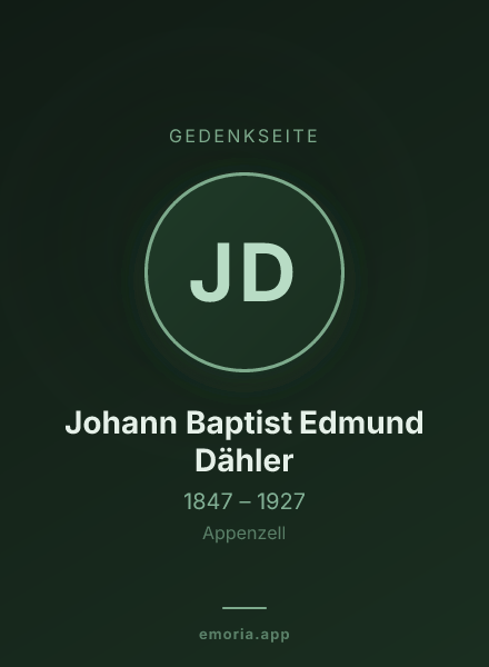 Gedenkportrait von Johann Baptist Edmund Dähler