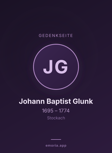 Gedenkportrait von Johann Baptist Glunk
