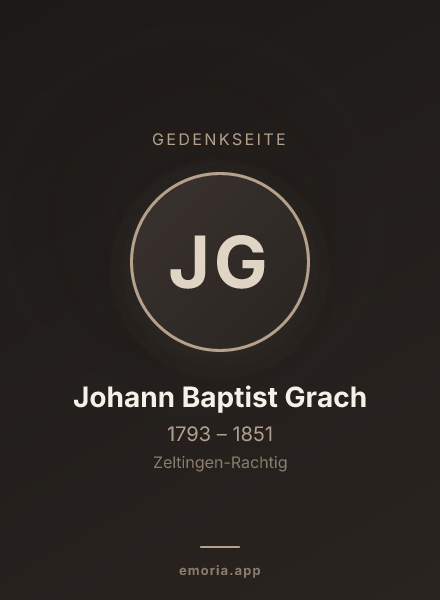 Gedenkportrait von Johann Baptist Grach