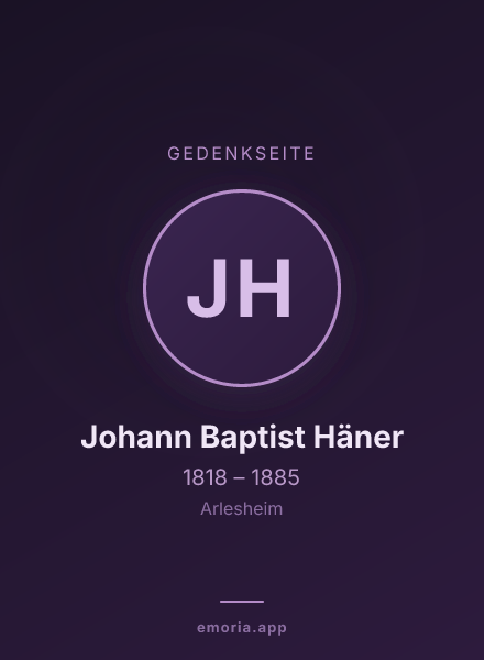 Gedenkportrait von Johann Baptist Häner