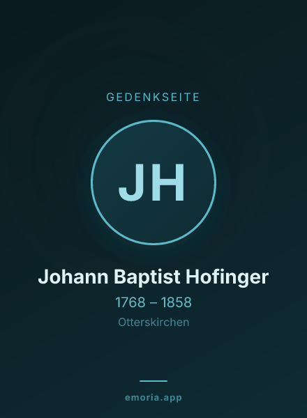 Gedenkportrait von Johann Baptist Hofinger