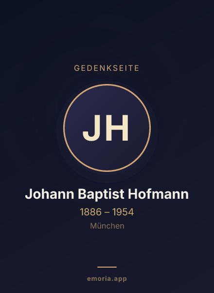Gedenkportrait von Johann Baptist Hofmann