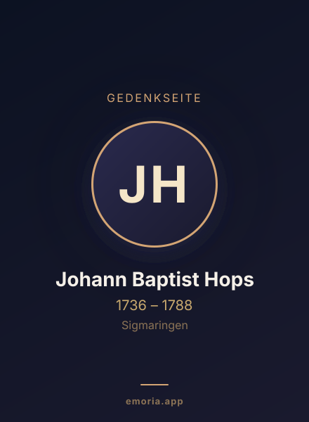 Gedenkportrait von Johann Baptist Hops