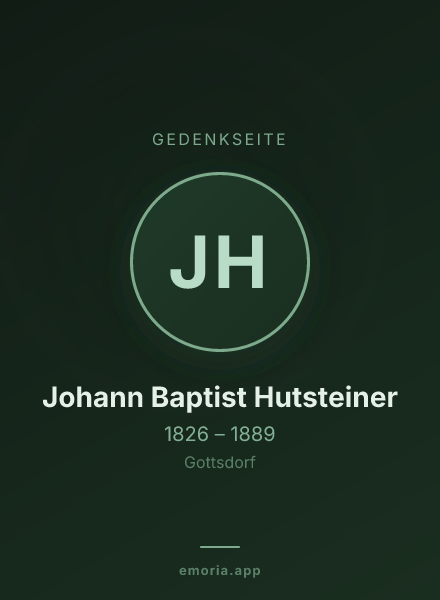 Gedenkportrait von Johann Baptist Hutsteiner