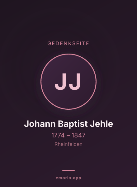 Gedenkportrait von Johann Baptist Jehle