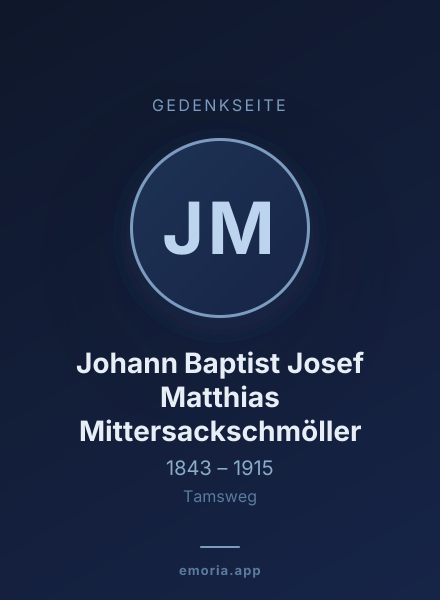 Gedenkportrait von Johann Baptist Josef Matthias Mittersackschmöller