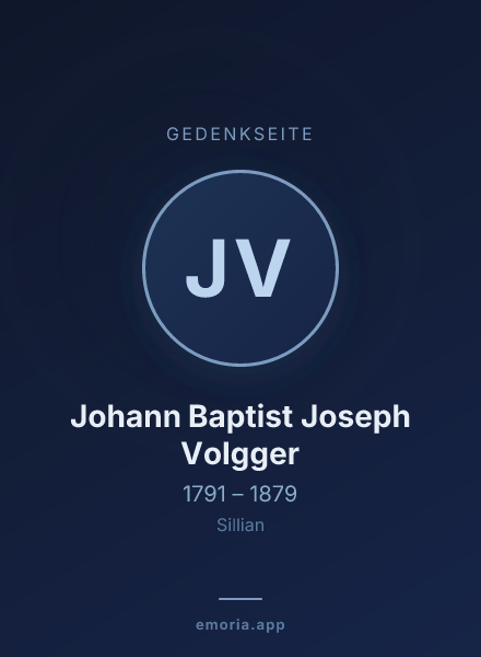 Gedenkportrait von Johann Baptist Joseph Volgger