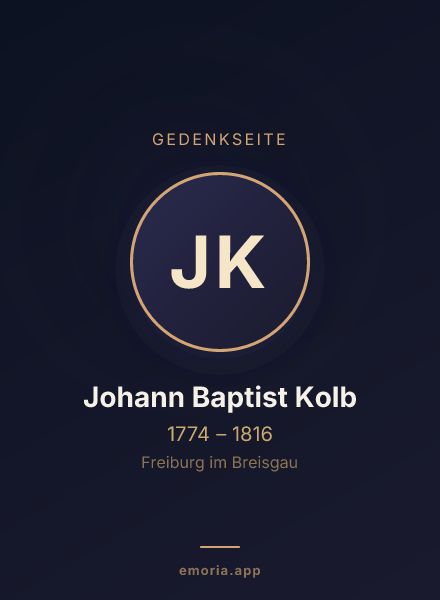 Gedenkportrait von Johann Baptist Kolb