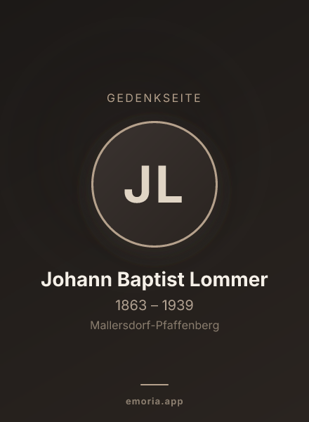 Gedenkportrait von Johann Baptist Lommer