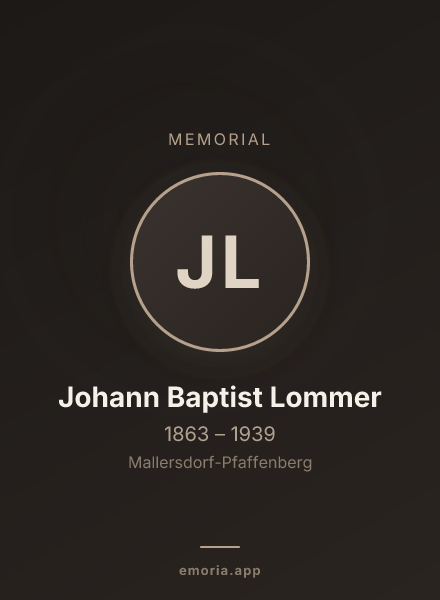 Memorial portrait of Johann Baptist Lommer