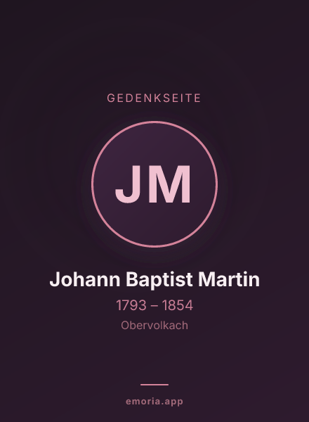 Gedenkportrait von Johann Baptist Martin