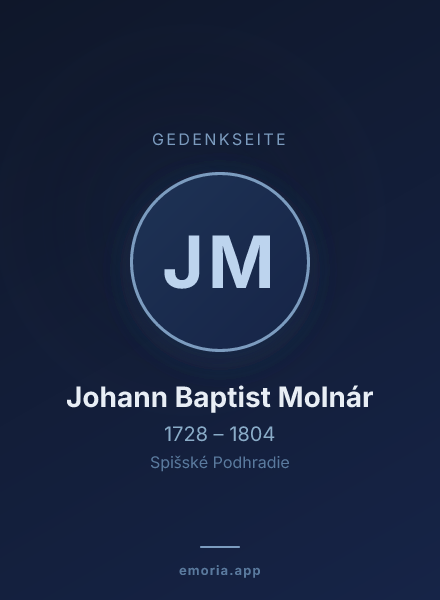 Gedenkportrait von Johann Baptist Molnár