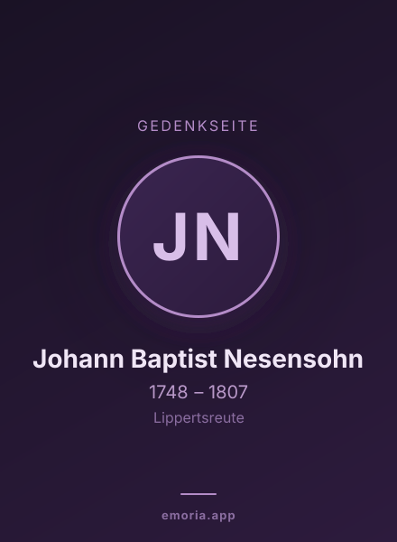 Gedenkportrait von Johann Baptist Nesensohn