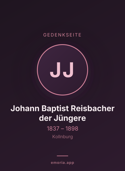 Gedenkportrait von Johann Baptist Reisbacher der Jüngere