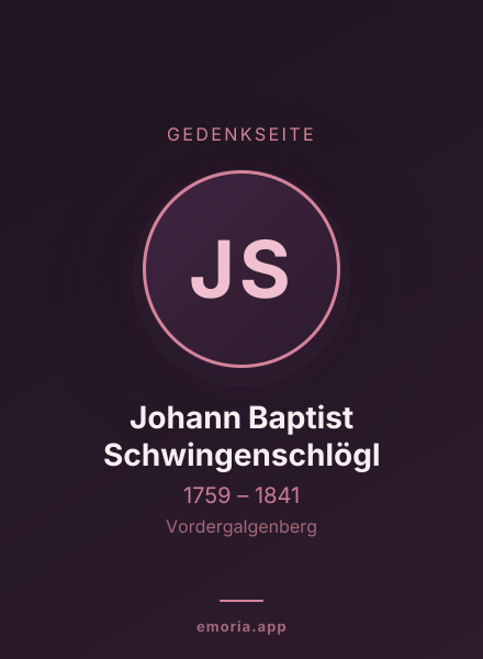 Gedenkportrait von Johann Baptist Schwingenschlögl
