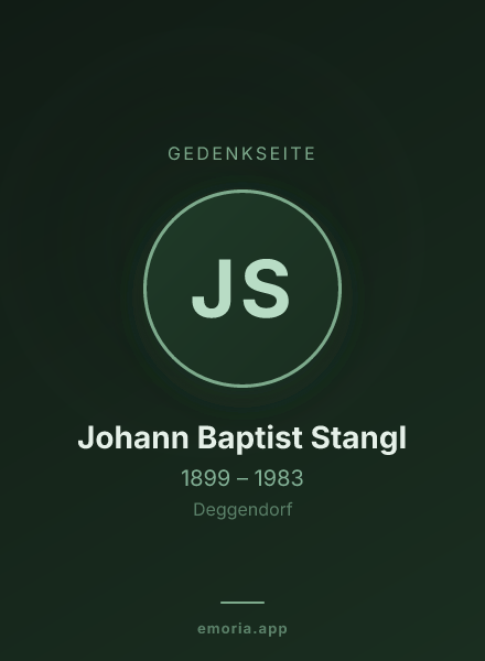 Gedenkportrait von Johann Baptist Stangl