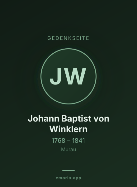 Gedenkportrait von Johann Baptist von Winklern