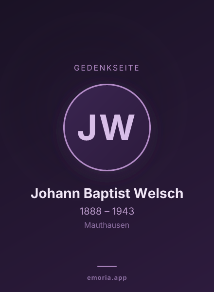 Gedenkportrait von Johann Baptist Welsch
