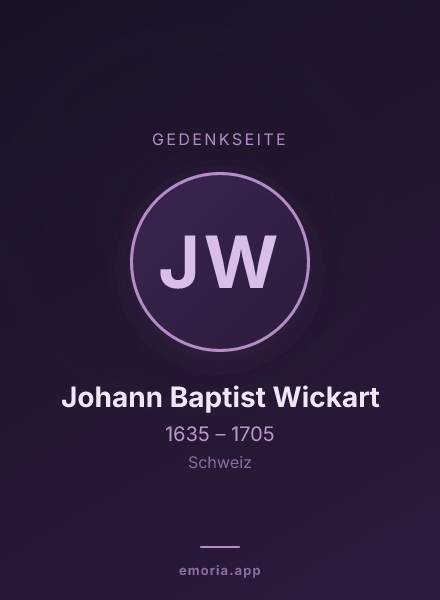 Gedenkportrait von Johann Baptist Wickart
