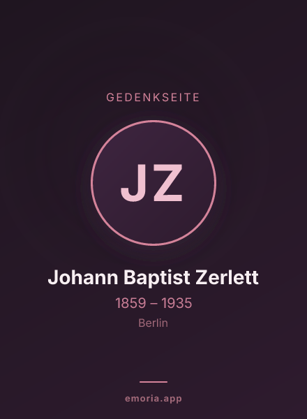 Gedenkportrait von Johann Baptist Zerlett