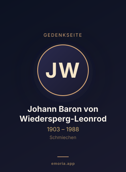 Gedenkportrait von Johann Baron von Wiedersperg-Leonrod